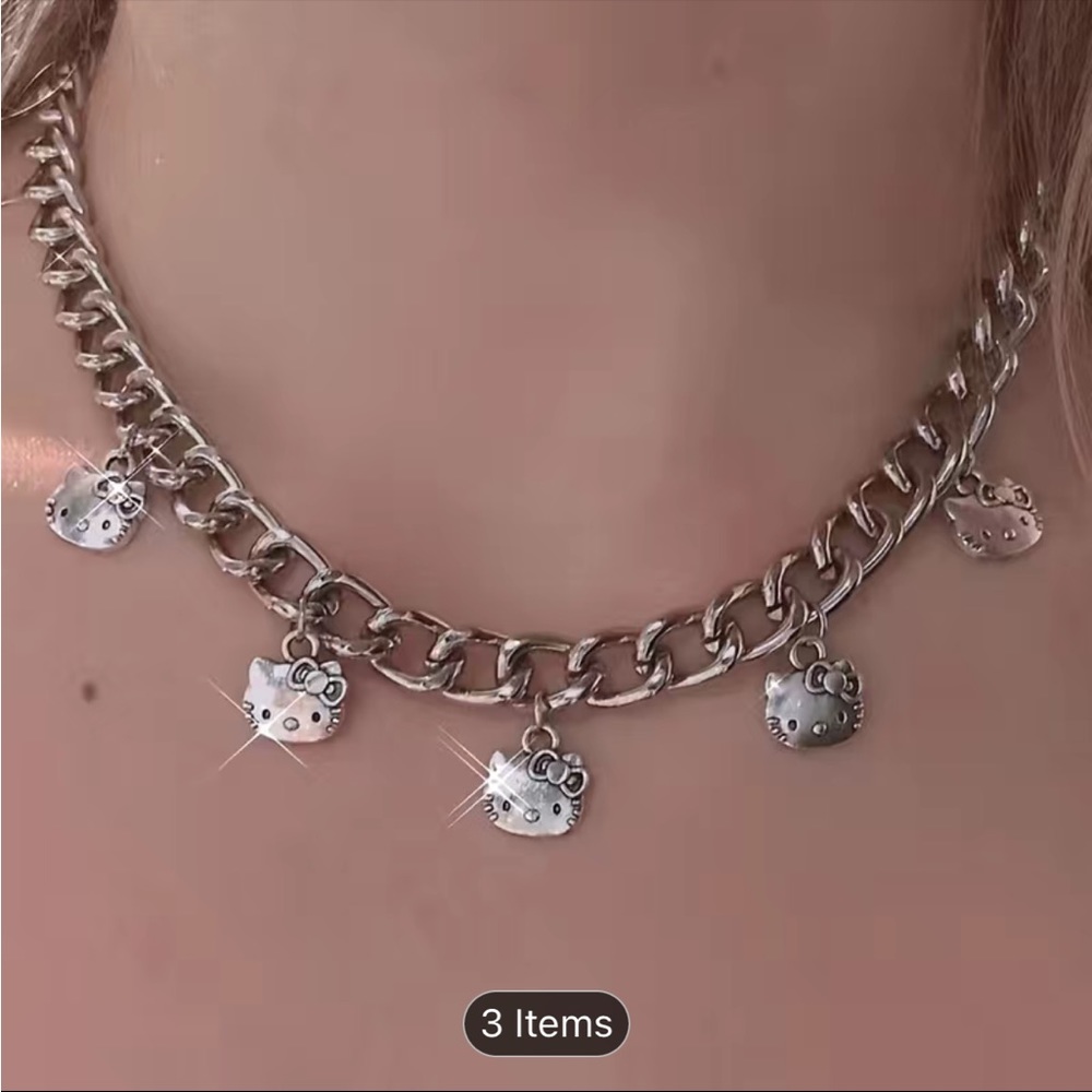 HELLO KITTY jewelry set silver 💙🖤🩷